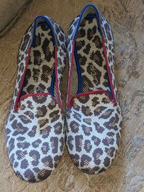 ROTHYS Leopard Print Loafers Flats Women Size 6 Mocha Spot